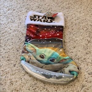 Star Wars Holiday Stocking with Baby Yoda in Red and Green